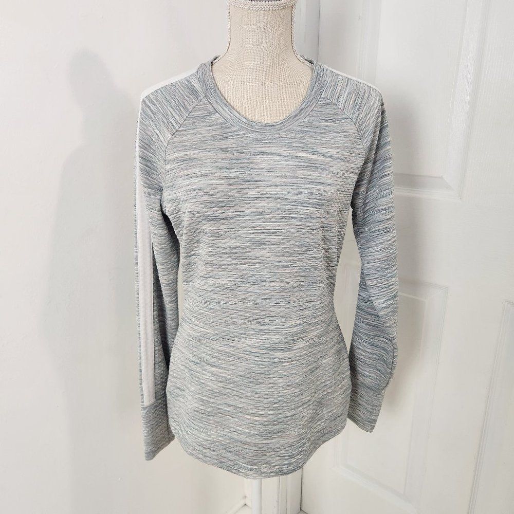 Athleta Sweatshirt Womens M Gray Space Dye Snowscape Quilted Lightweight
